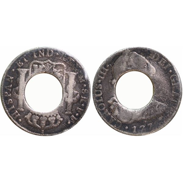 P.E.I; 1800 Holey Dollar CH-PE1, Intriguing and rather rare issues displaying circular punch (hole) 