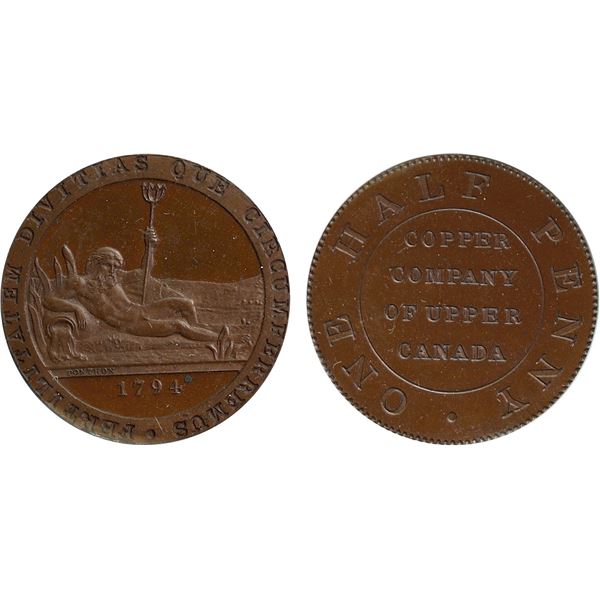 PF-5c 1794 - Copper Company of Upper Canada Pattern "Restrike; Copper" CCCS PF64