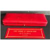 Image 2 : Specimen Box; 1908 Case 6b - 5 Coin Red Leather case. Note that the exterior leather strip with the 