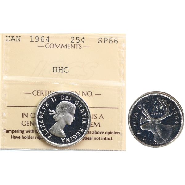 1964 25¢ ICCS Superb Gem SPECIMEN-66 Ultra Heavy Cameo - A superior example with superb fields and g