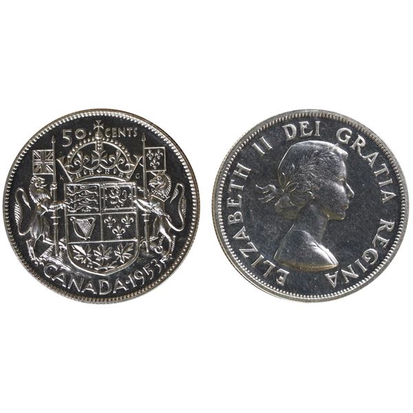 1953 50¢ "NSF - Small Date" ICCS SP65.  A superb Specimen example with great reflective surfaces. A 