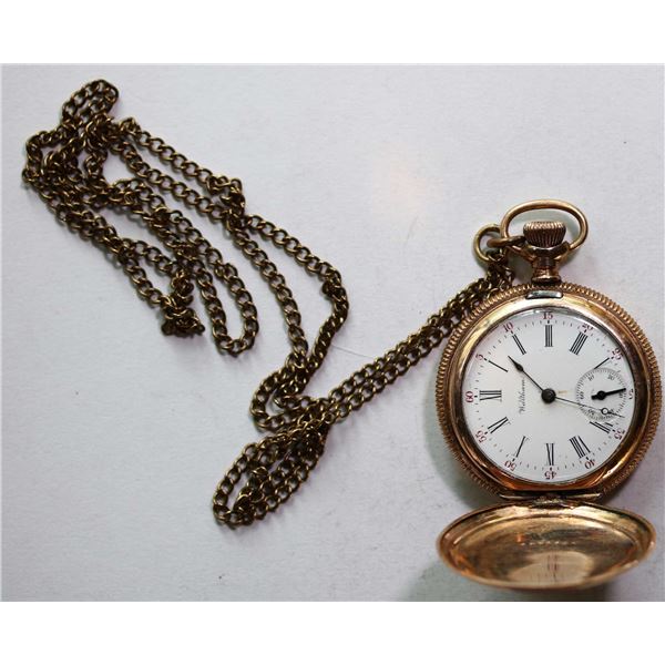 Watch; Pocket watch - "Waltham" Model 1896 Gold, Size O, 25 year Keystone Case, 14Kt.  Nicely engrav
