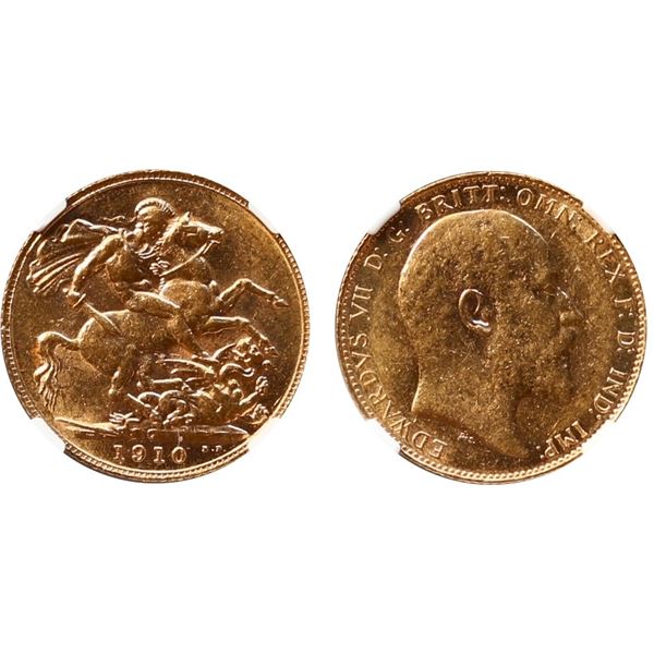 1910c Gold Sovereign, NGC Choice About Uncirculated-55.
