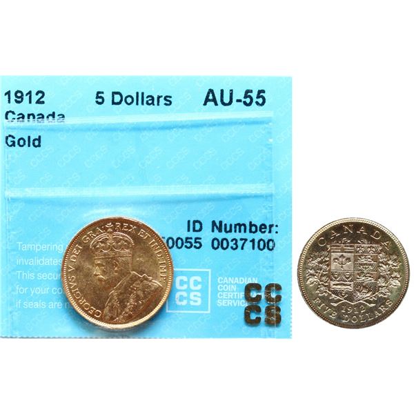 1912 $5 "Gold" CCCS Choice About Uncirculated-55
