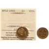 Image 2 : Nfld; 1865 $2 Gold ICCS Choice Very Fine-30.  Overall nice example.  Very popular issues.