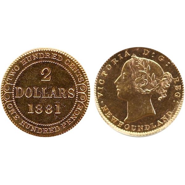 Nfld; 1881 $2 Gold CCCS Choice Extra Fine-45.  Bright example,  looks better.