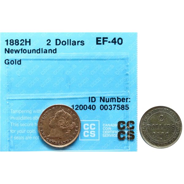 Nfld; 1882H $2 "Gold" CCCS Extra Fine-40