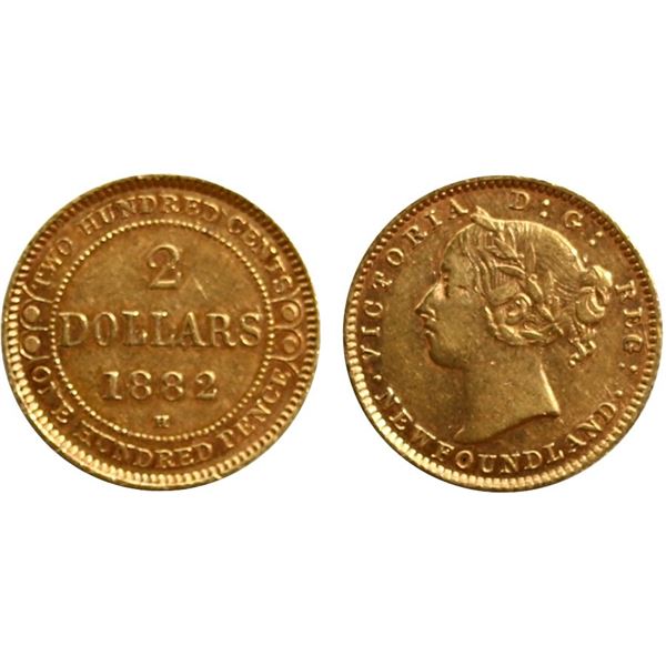 Nfld; 1882H $2 Gold VF-EF or better