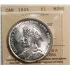 Image 2 : 1935 $1 "Dbl Voyageur" ICCS Superb Gem Mint State-66, Fully brilliant and lustrous with just a touch