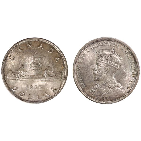 1935 1$  Dbl XXV & Dbl Voyageur ICCS Gem Mint State-65, Attractively toned example.