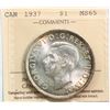 Image 2 : 1937 $1 ICCS Gem Mint State-65 Brilliant and lustrous with light gold and russet tones on both sides
