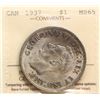 Image 2 : 1937 $1 ICCS Gem Mint State-65.  Lightly toned.