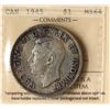 Image 2 : 1945 $1 ICCS Choice Mint State-64 Not often seen in this desirable condition.  Lightly toned.