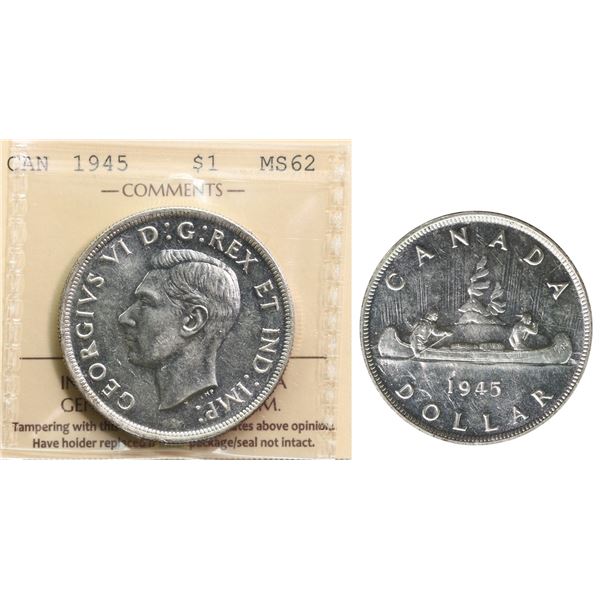 1945 $1 ICCS Choice Mint State-62