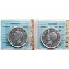Image 1 : 1946 $1, 1947 "Pointed 7, Quadrupled HP".  Both coins CCCS Choice Mint State-62