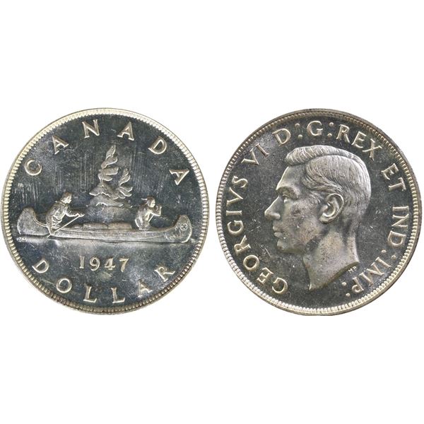 1947 $1 ICCS "Pointed 7, 2 X HP, Wrong Font 4/4 CH# Rev-005" ICCS Very Choice Mint State-64. First e