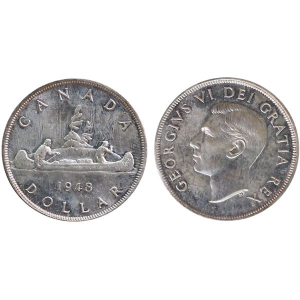 1948 $1 ICCS Gem Mint State-65. Delicate pink and russet tones over full underlying lustre. Gem key 