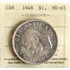 Image 2 : 1948 $1 ICCS Gem Mint State-65. Delicate pink and russet tones over full underlying lustre. Gem key 