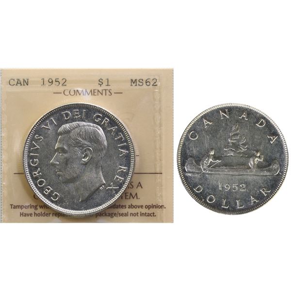 1952 $1 "NWL - 2/2 - ICCS M62  Brilliant and lustrous.