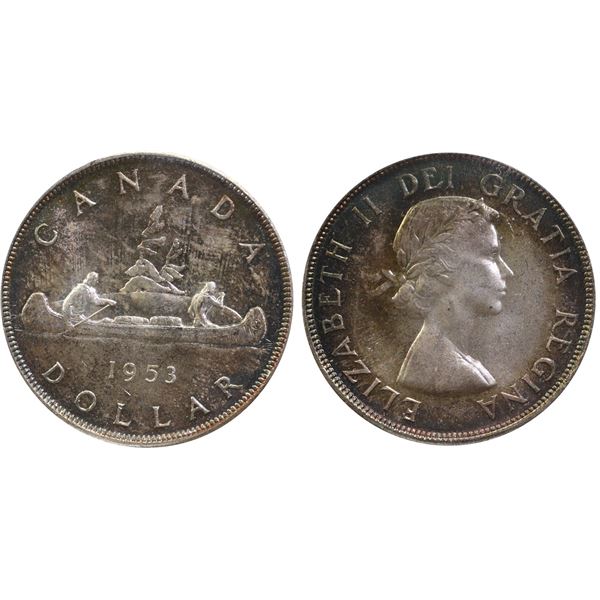 1953 $1 ICCS "NSF; SWL" Gem Mint State-65. A difficult type to find when gem, with superior eye appe