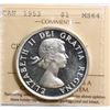 Image 2 : 1953 $1 "NSF - Arrowhead" ICCS Choice Mint State-64 Ultra Heavy Cameo