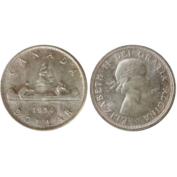 1954 $1 ICCS Gem Mint State-65.  Lustrous with delicate gold and russet tones throuhout the coin.