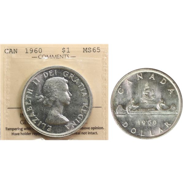 1960 $1 ICCS Gem Mint State-65 Brilliant and lustrous.