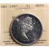 Image 2 : 1967 $1 "Dbl Struck" ICCS Choice Mint State-64 Fully brilliant and lustrous.