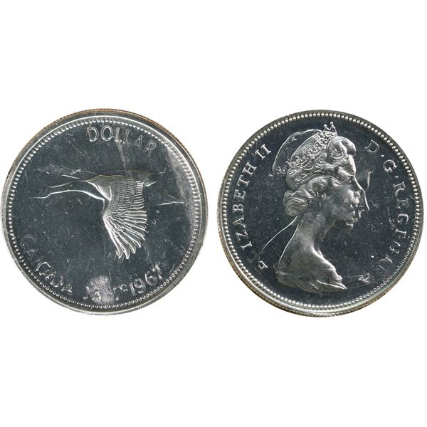 1967 $1 "Dbl Struck" ICCS Choice Mint State-64 Fully brilliant and lustrous.
