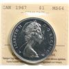 Image 2 : 1967 $1 "Dbl Struck" ICCS Choice Mint State-64 Fully brilliant and lustrous.