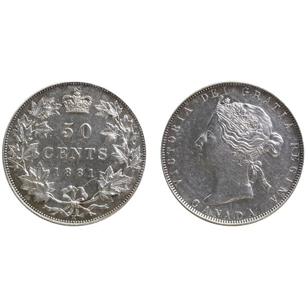 1881H 50¢ ICCS About Uncirculated-50 Brilliant and lustrous example with just a touch of golden tint