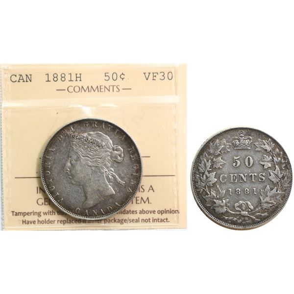 1881H 50¢ ICCS Choice Very Fine-30.  A very nice and pleasing example.