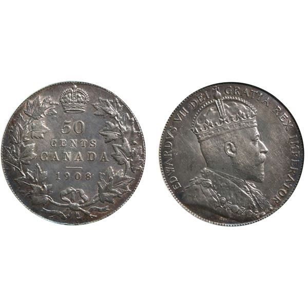1908 50¢ CCCS About Uncirculated-50.  Lustrous issue with light toning.