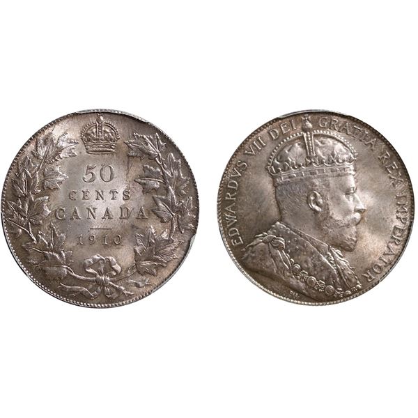 1910 50¢ "Victorian Leaves" PCGS Superb Gem Mint State-65.  Sublime appeal with great luster and sup