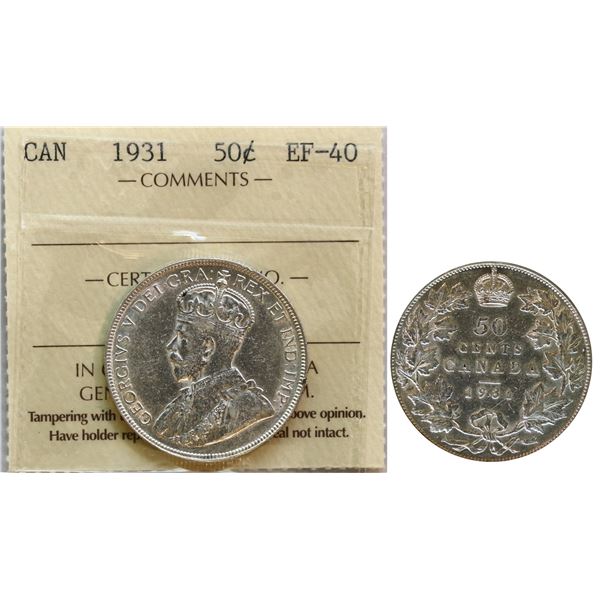 1931 50¢ ICCS Extra Fine-40.  Lustrous example.