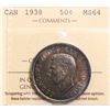 Image 2 : 1938 50¢ ICCS Choice Mint State-64 Intense toning over full underlying lustre.
