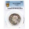 Image 2 : 1945 50¢ PCGS Gem Mint State-65, ICCS crossgraded Mint State-65, in PCGS slab. Top 3 at PCGS, an imp