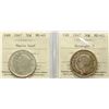 Image 1 : 1947 50¢ "Maple Leaf", 1947 "Straight 7" Both coins ICCS Choice Mint State-63.