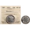 Image 1 : 1871 25¢ "Obverse 1" ICCS Choice Very Fine-30.  Rare obverse.