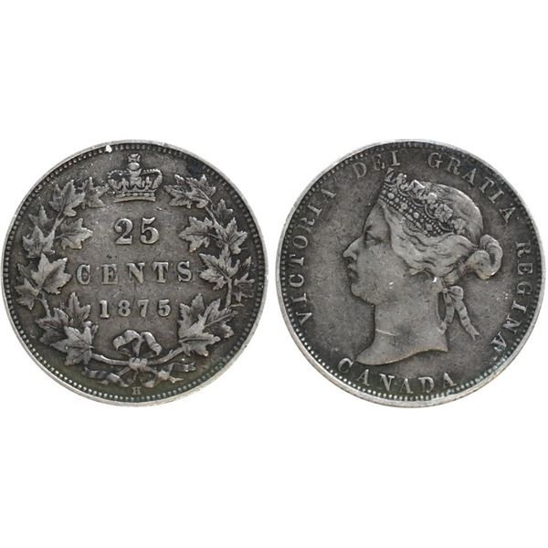 1875H 25¢ "Blunt 5" ICCS Very Fine-20.  Nice example of this scarce and sought-after key date.