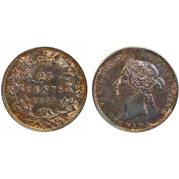 1880H 25¢ "Wide 0" ICCS Choice Mint State-63.  Extremely eye catching key example displaying speckle