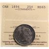 Image 2 : 1894 25¢  ICCS Gem Mint State-65, Attractive shades over full underlying lustre.  A very difficult d