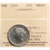 Image 2 : 1900 25¢ ICCS Choice Mint State-63, Brilliant and lustrous.