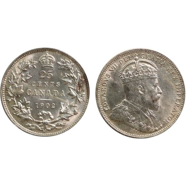 1902H 25¢ ICCS Choice Mint State-63, Brilliant and lustrous.
