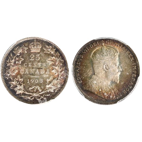 1903 25¢ PCGS Choice Mint State-64+  Light gold and champagne tones over full underlying lustre.