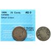 Image 1 : 1906 25¢ "Small Crown" CCCS AG-3.  Not often seen and offered. A very sought-after variety.