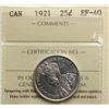 Image 2 : 1921 25¢ ICCS Extra Fine-40.  Tough date to find above VF grade.