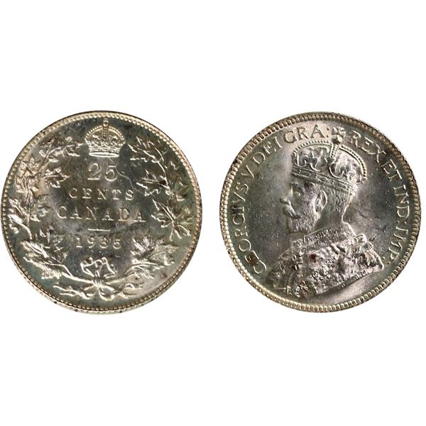 1935 25¢ ICCS Choice Mint State-63, Brilliant and lustrous.