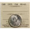 Image 2 : 1935 25¢ ICCS Choice Mint State-63, Brilliant and lustrous.
