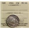 Image 2 : 1944 25¢ ICCS Superb Gem Mint State-66.  A superior example and not often seen in top condition.
